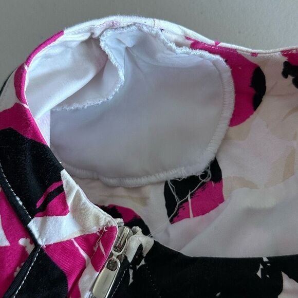 ELEMENTZ Colorful Floral Zip Front Blazer Womens‎ L Fuchsia Shoulder Pads - Picture 6 of 10